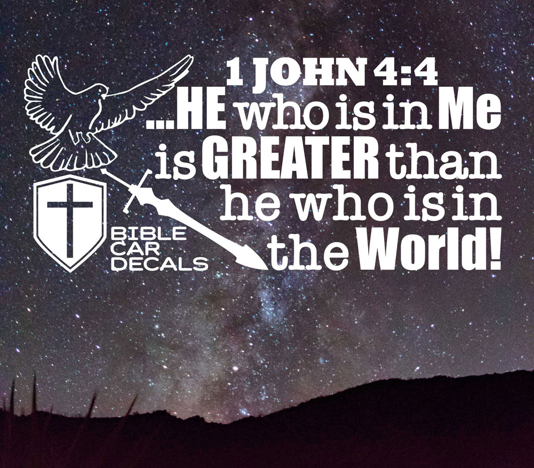 Bible Car Decals 1 John 4:4 Sky