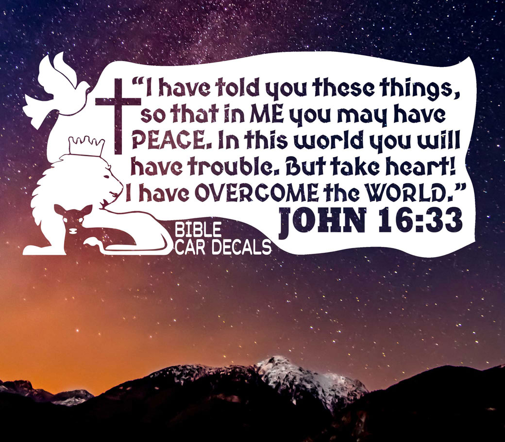 Bible Car Decals John 16:33 Sky