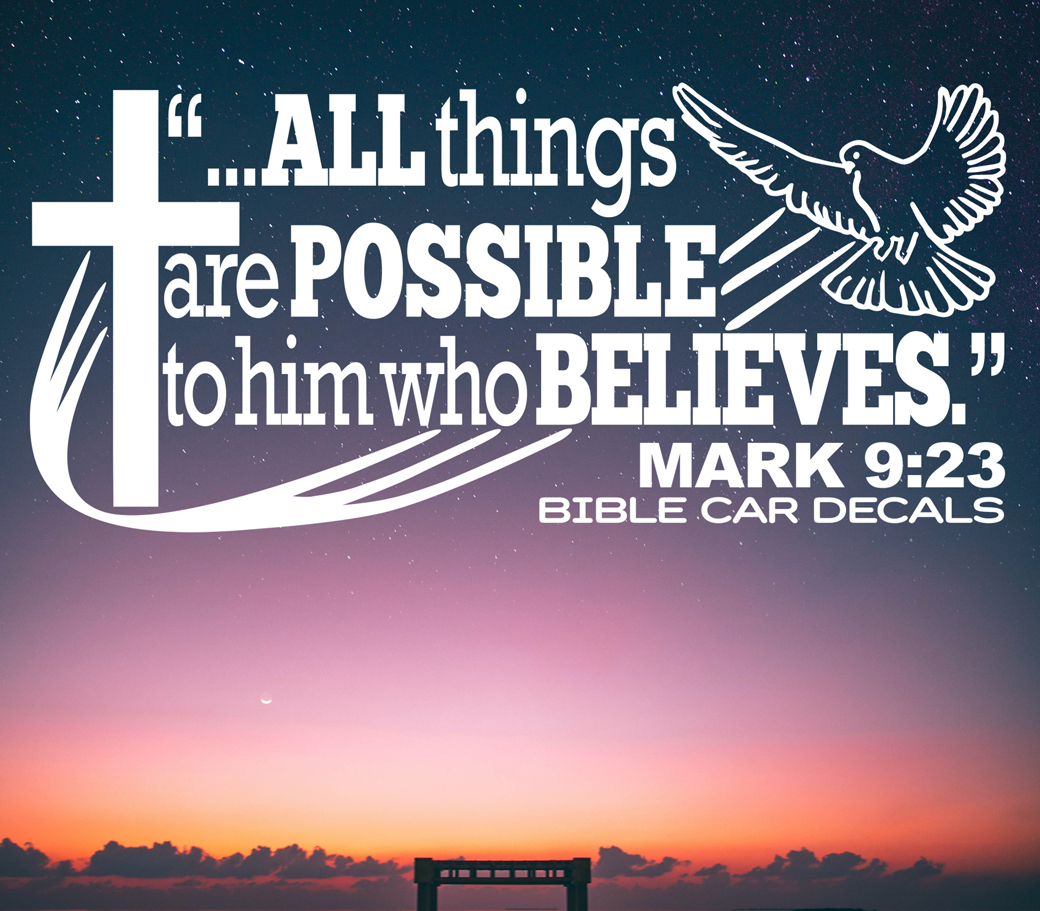 Bible Car Decals Mark 9:23 Sky