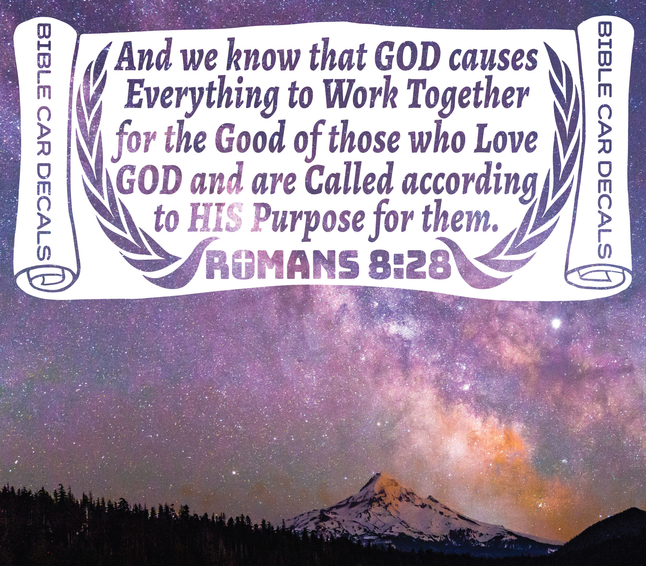 Bible Car Decals Romans 8:28 Sky